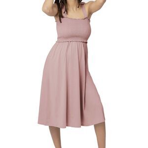 Kindred Bravely Sienna Smocked Maternity & Nursing Dress Size XL Light Mauve